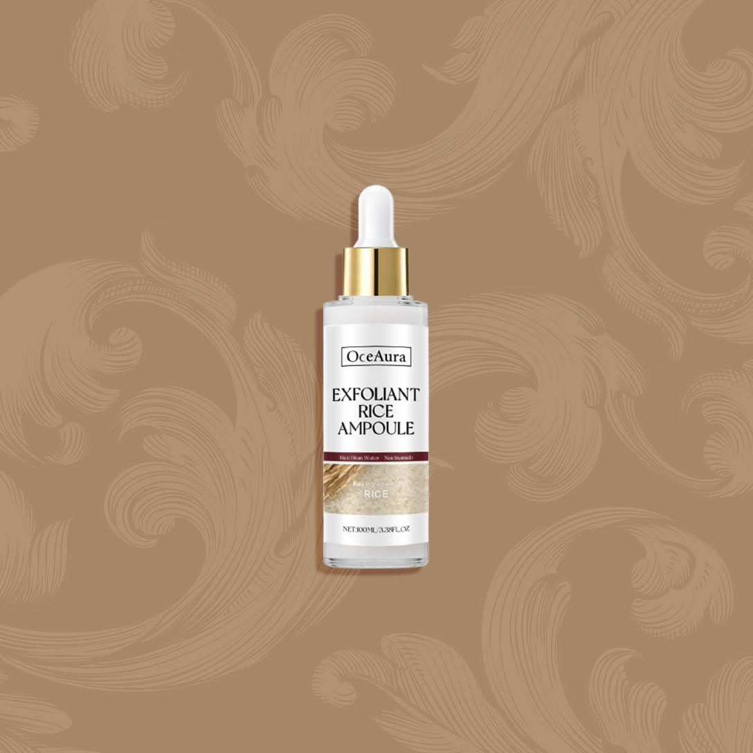 Holy Grail of Beauty facial serum and skincare bottle on brown background